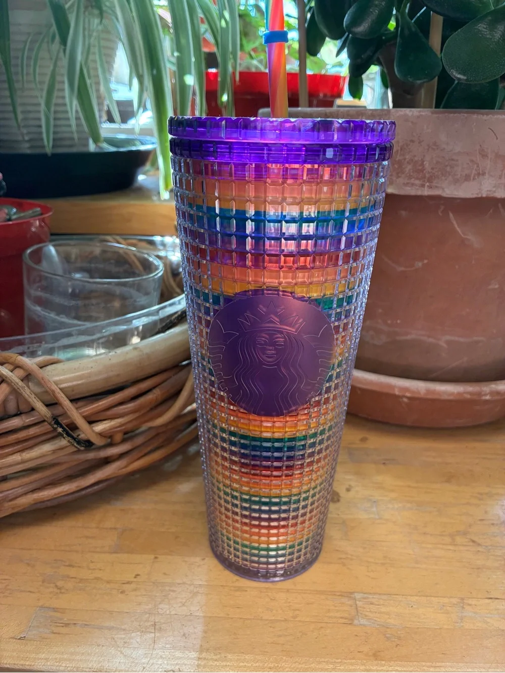 Disney Parks Starbucks Pride Tumbler Rainbow Studded Grid Venti 24oz
